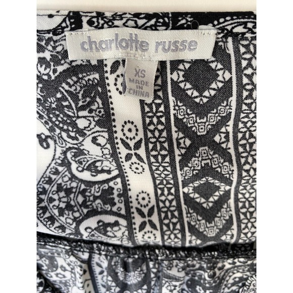 Charlotte Russe dress black and white elastic waist and sleeves v neck Size XS - Picture 2 of 7